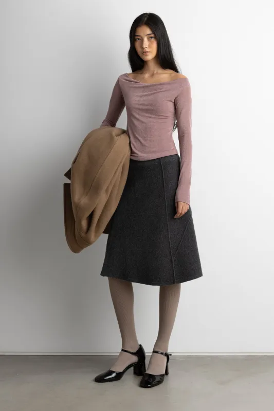 FITTED OFF THE SHOULDER LONG SLEEVE TOP sold by OAK AND FORT