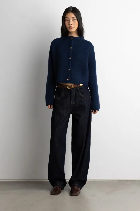 BOW BUTTON FRONT WOOL-BLEND CARDIGAN sold by OAK AND FORT