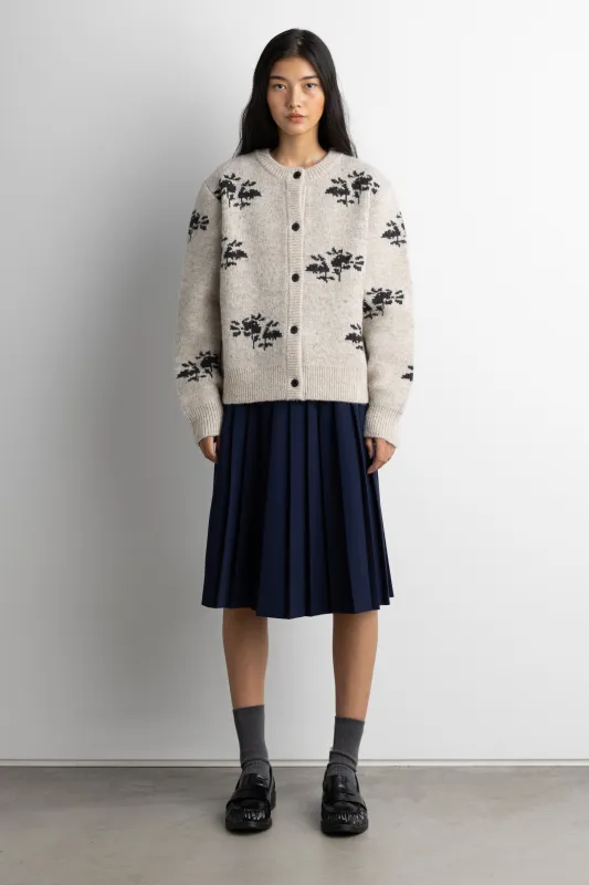 FLORAL JACQUARD WOOL BLEND CARDIGAN sold by OAK AND FORT