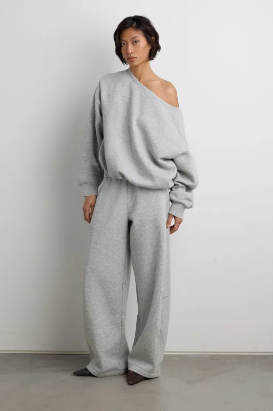 FLEECE STUDIO OFF SHOULDER BUBBLE HEM SWEATSHIRT sold by OAK AND FORT
