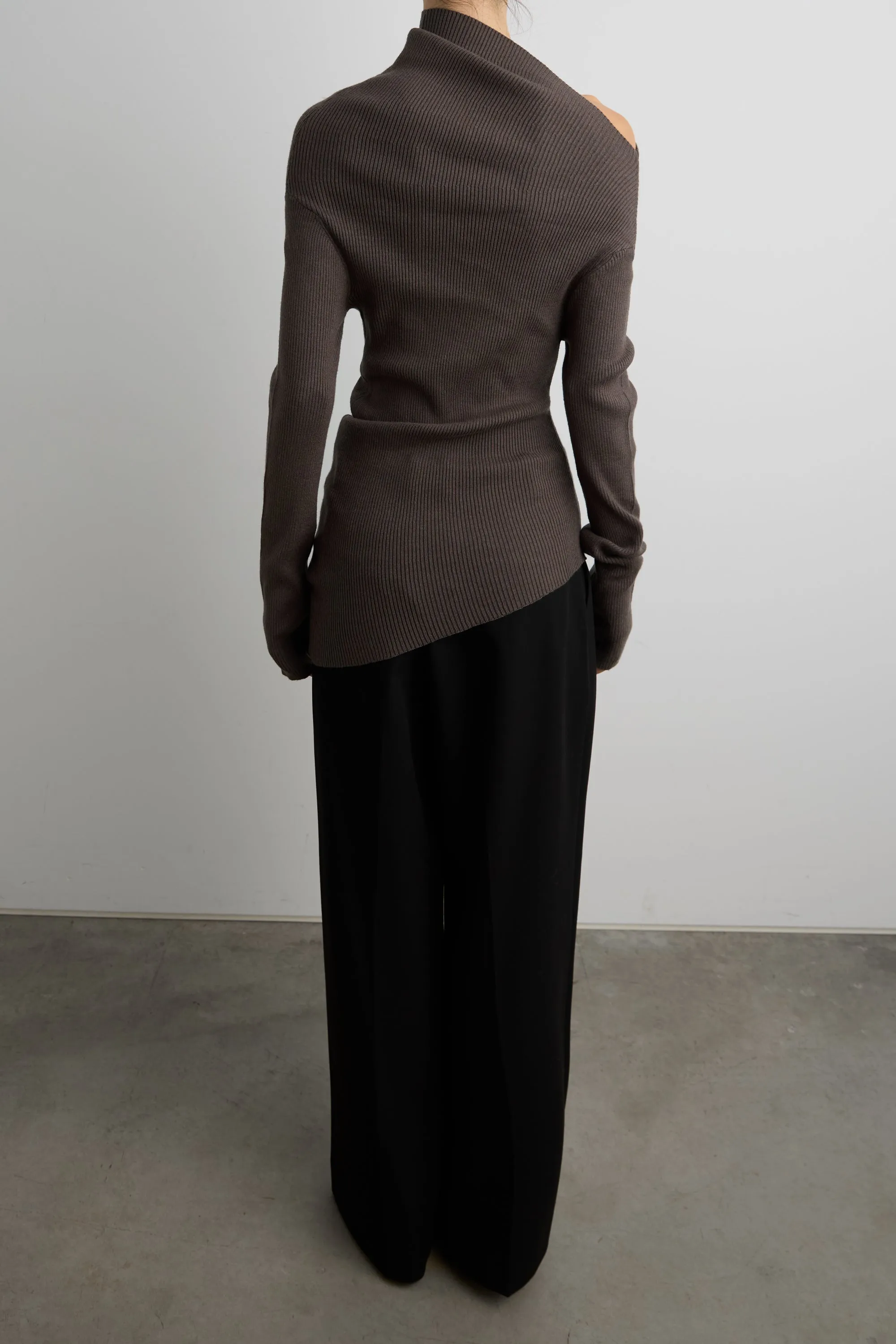 ASYMMETRICAL OFF-SHOULDER RIBBED KNIT TOP sold by OAK AND FORT product image thumbnail 4