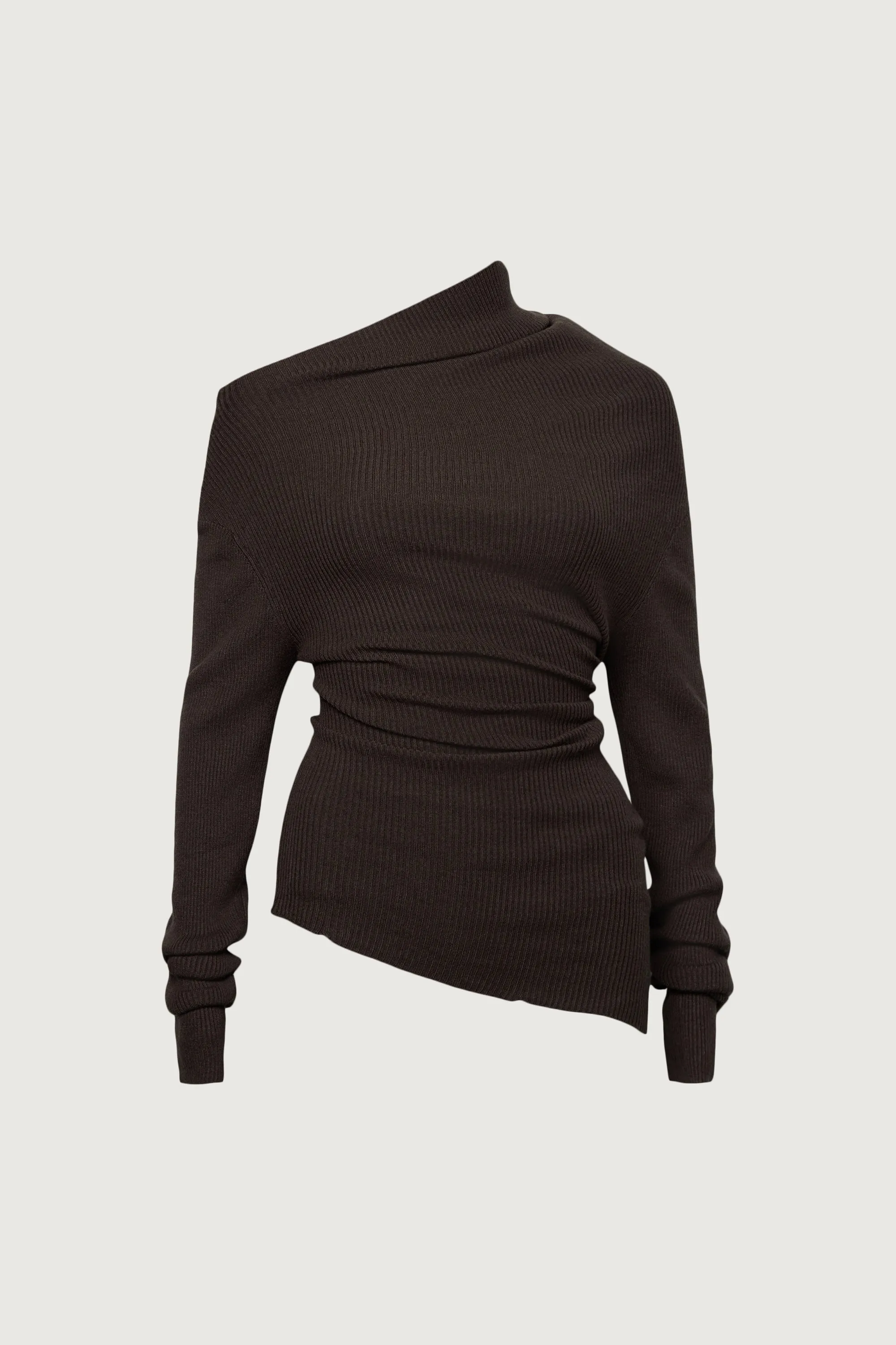 ASYMMETRICAL OFF-SHOULDER RIBBED KNIT TOP sold by OAK AND FORT product image thumbnail 5