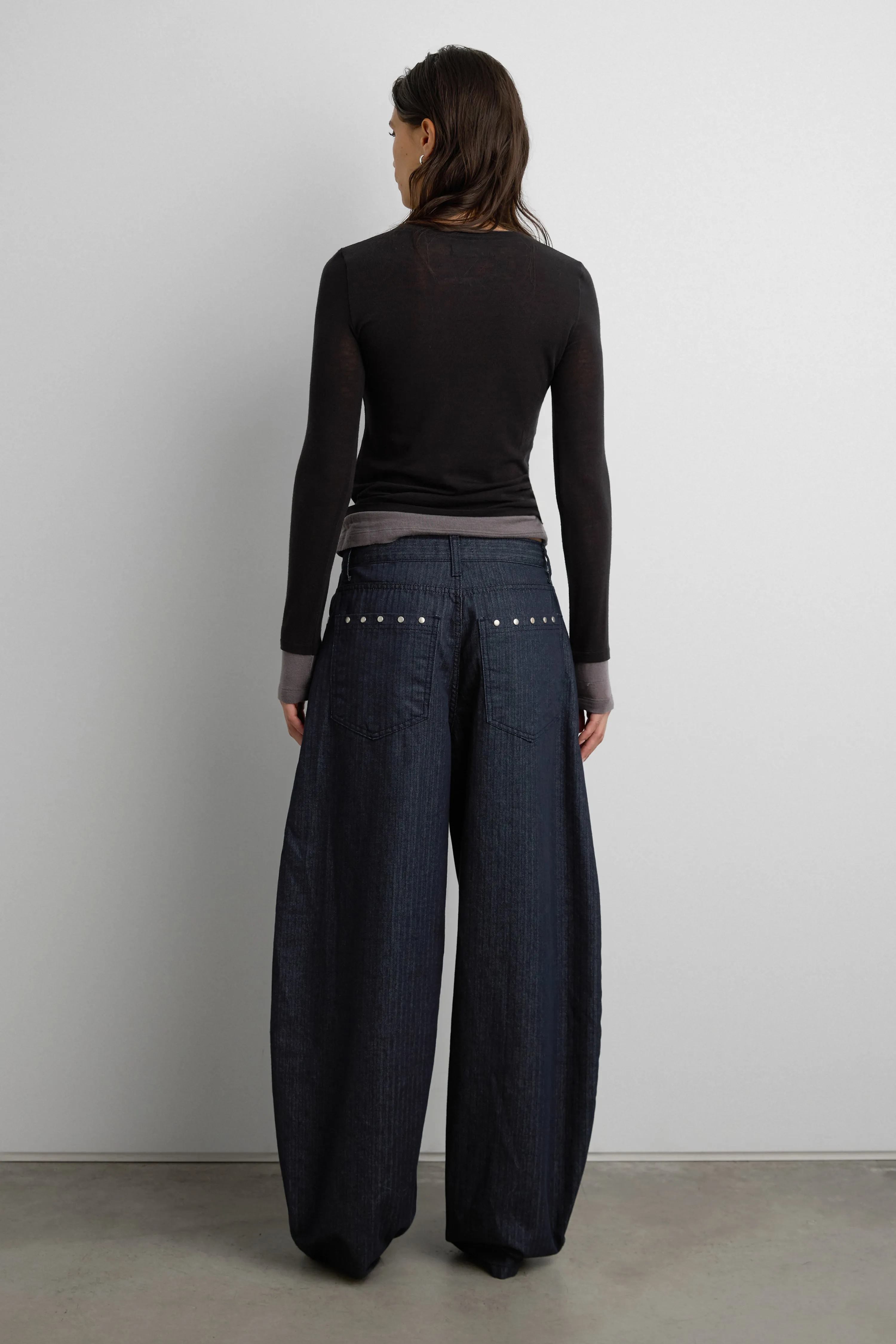 HERRINGBONE STUDDED BARREL JEAN sold by OAK AND FORT product image thumbnail 2