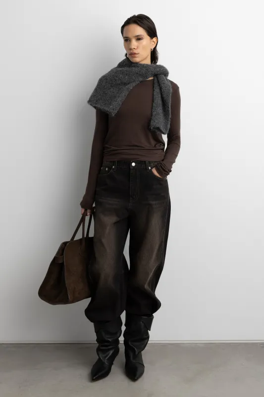 BLACK WASH CORDUROY CURVED LEG JEAN sold by OAK AND FORT