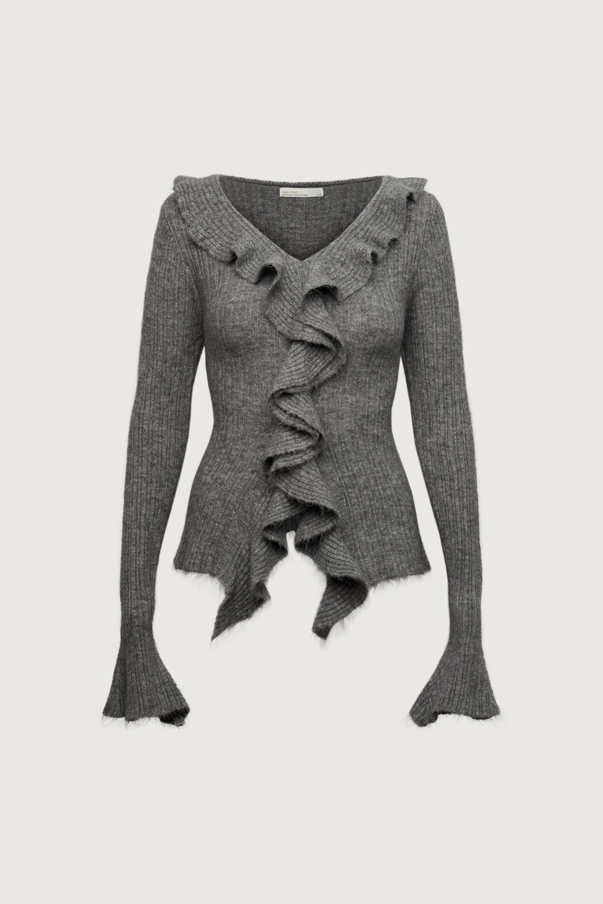 RUFFLED V-NECK SWEATER sold by OAK AND FORT product image thumbnail 3
