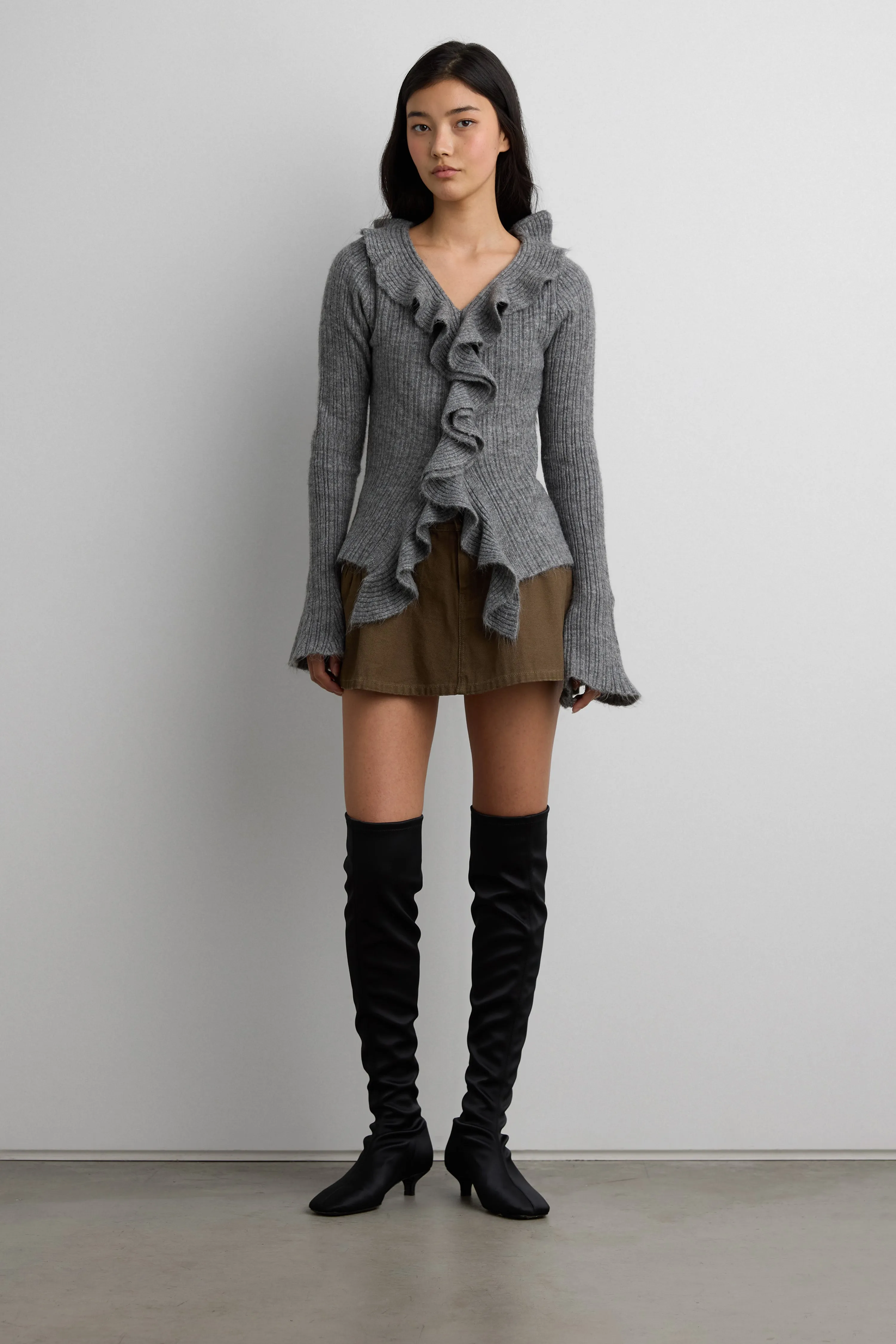 RUFFLED V-NECK SWEATER sold by OAK AND FORT