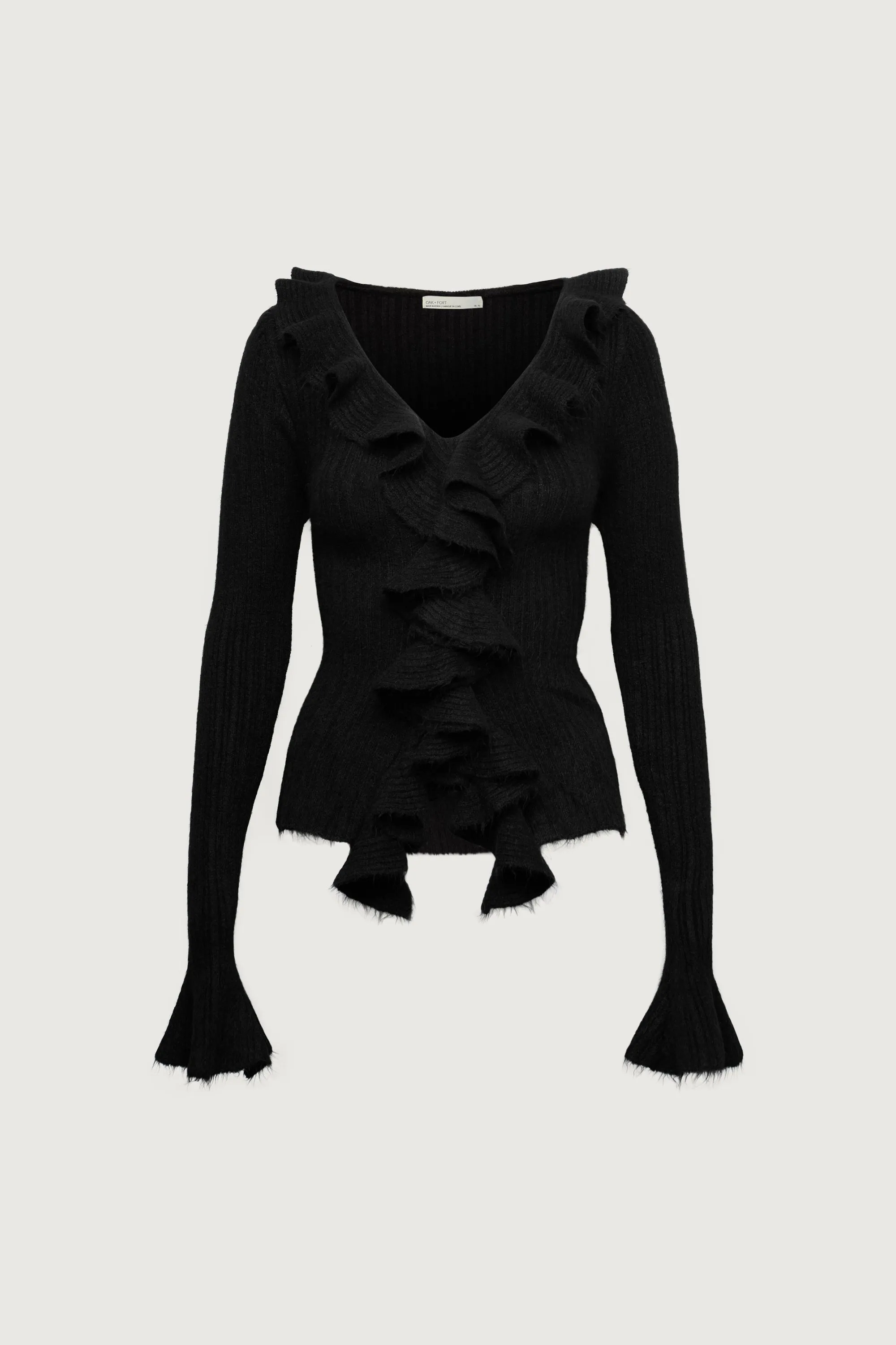 RUFFLED V-NECK SWEATER sold by OAK AND FORT product image thumbnail 4
