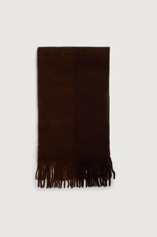 STRIPED BOUCLE SCARF WITH TASSELS sold by OAK AND FORT