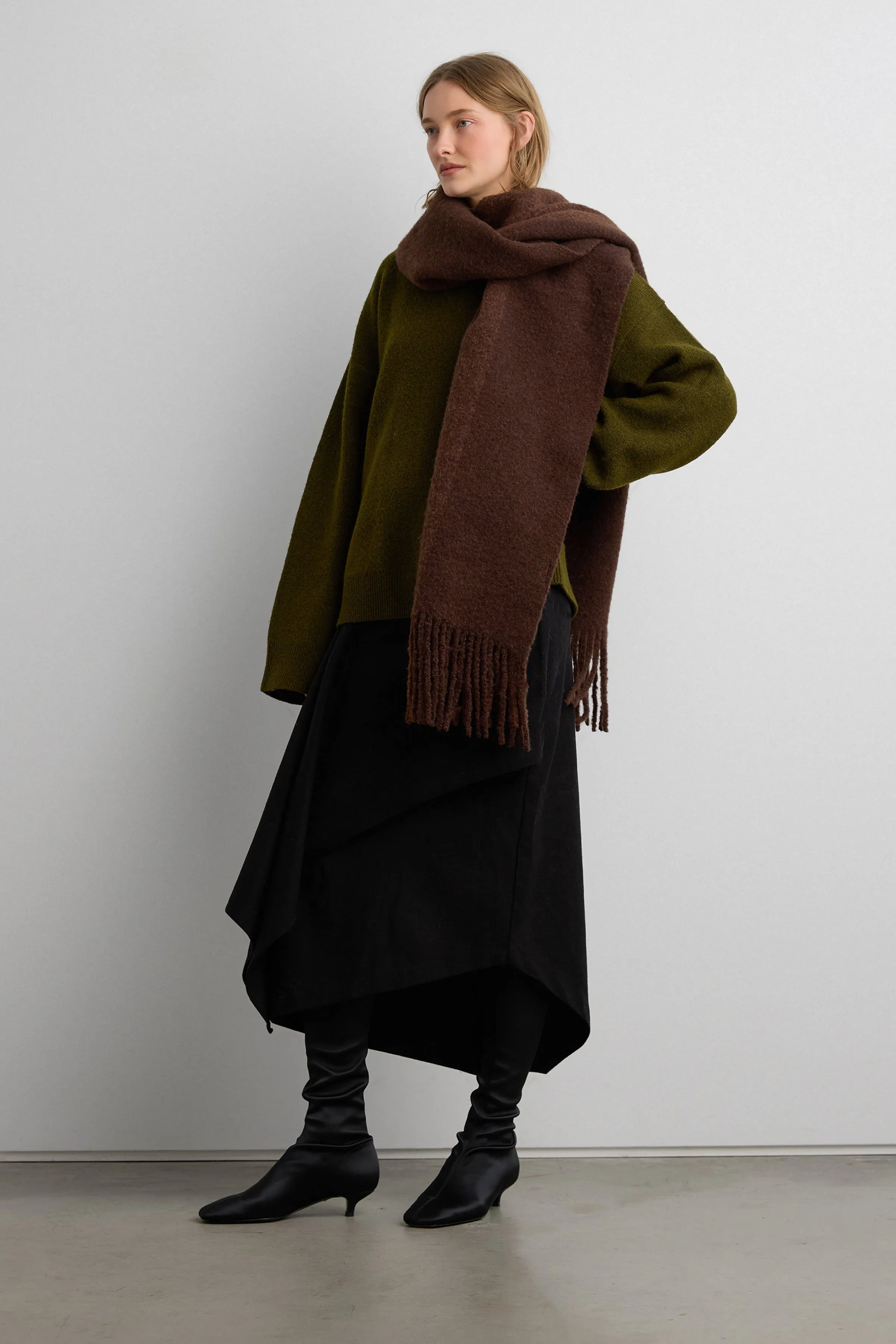 STRIPED BOUCLE SCARF WITH TASSELS sold by OAK AND FORT product image thumbnail 3