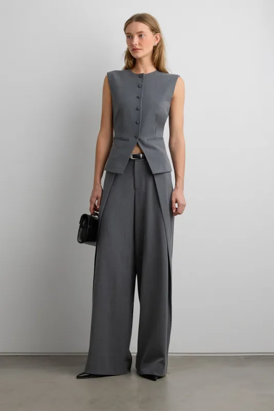 WIDE LEG PANT WITH FOLDED PLEAT sold by OAK AND FORT