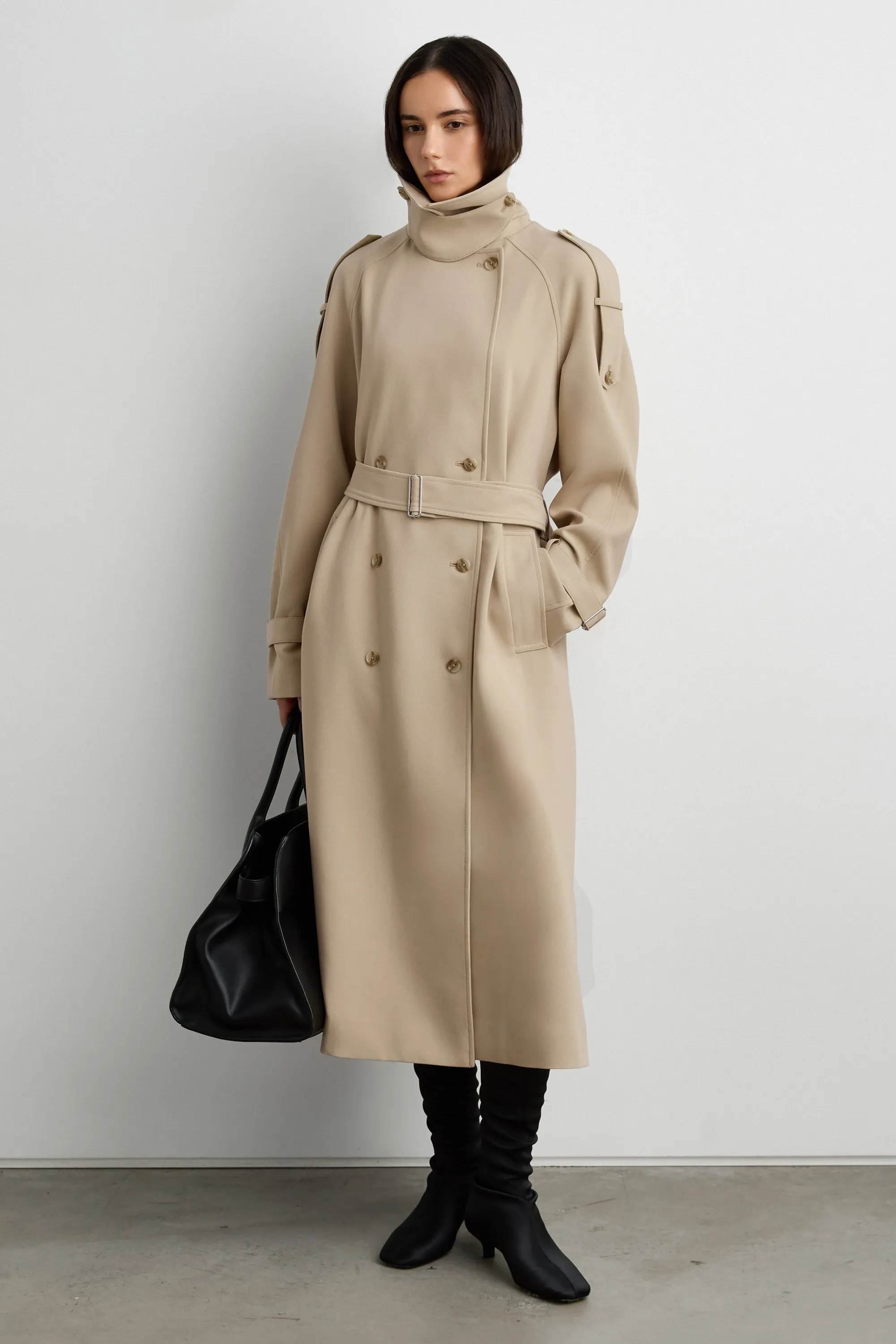 OVERSIZED TRENCH COAT WITH FUNNEL NECK sold by OAK AND FORT