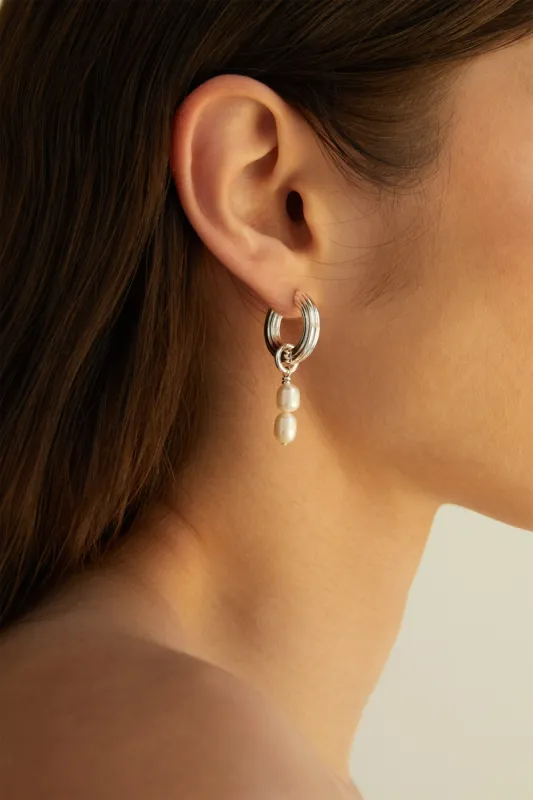 PEARL DROP HOOPS sold by OAK AND FORT