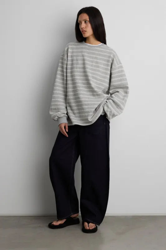 BRUSHED FLEECE STRIPED PULLOVER sold by OAK AND FORT