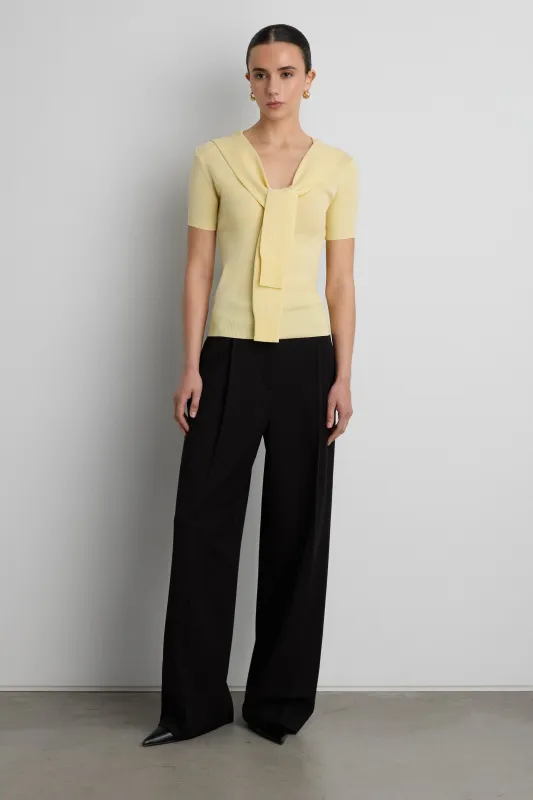 SHORT SLEEVE SWEATER WITH TIED FRONT EFFECT sold by OAK AND FORT