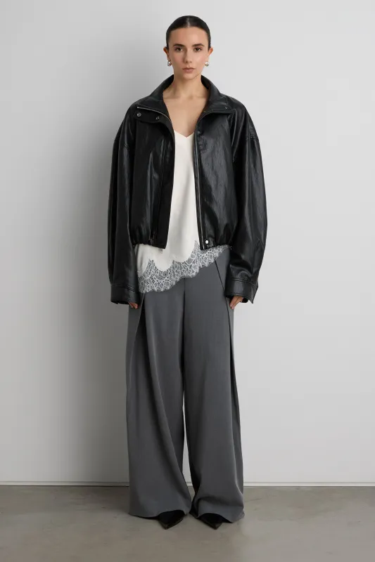 VEGAN LEATHER FUNNEL NECK JACKET sold by OAK AND FORT