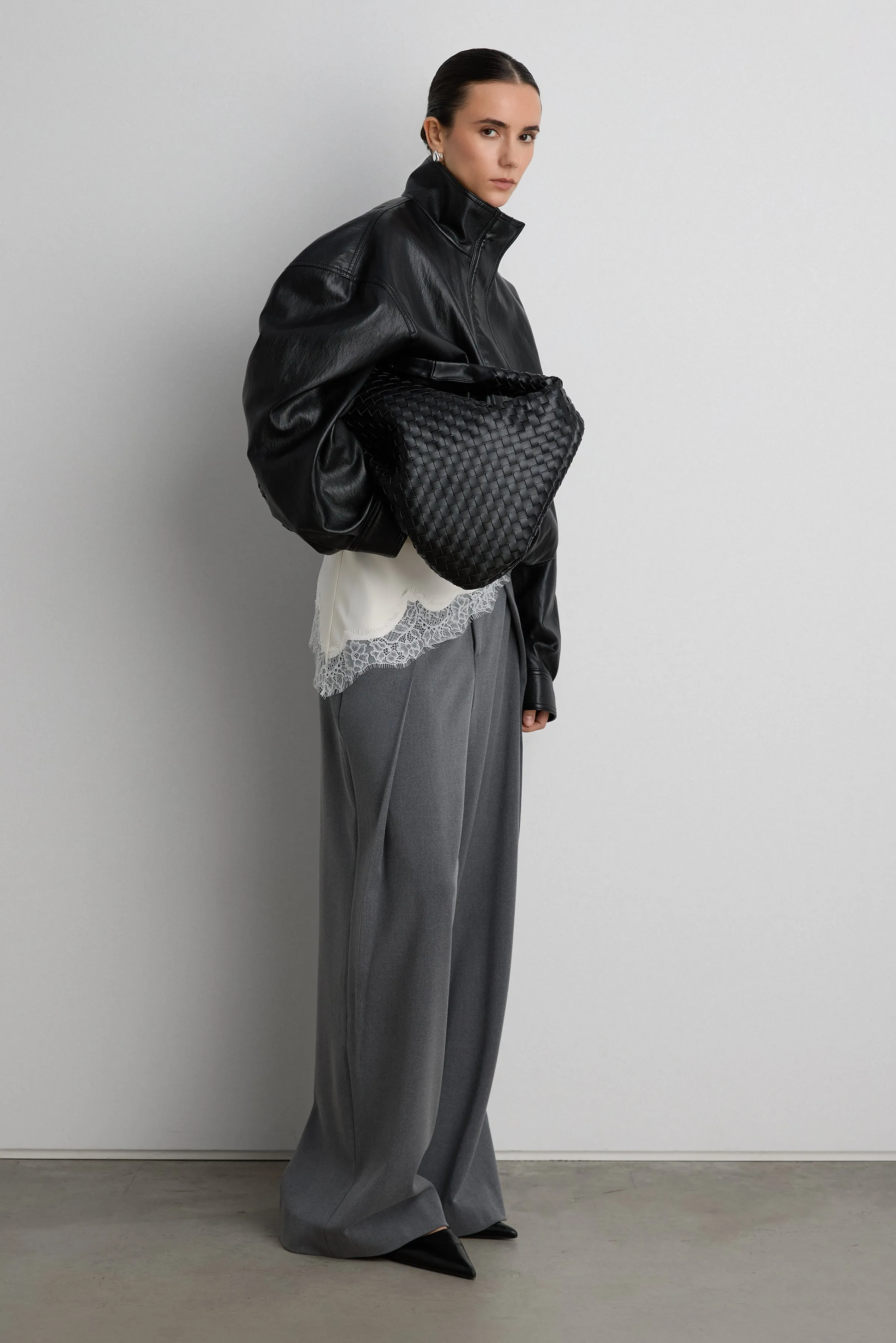 VEGAN LEATHER FUNNEL NECK JACKET sold by OAK AND FORT product image thumbnail 2