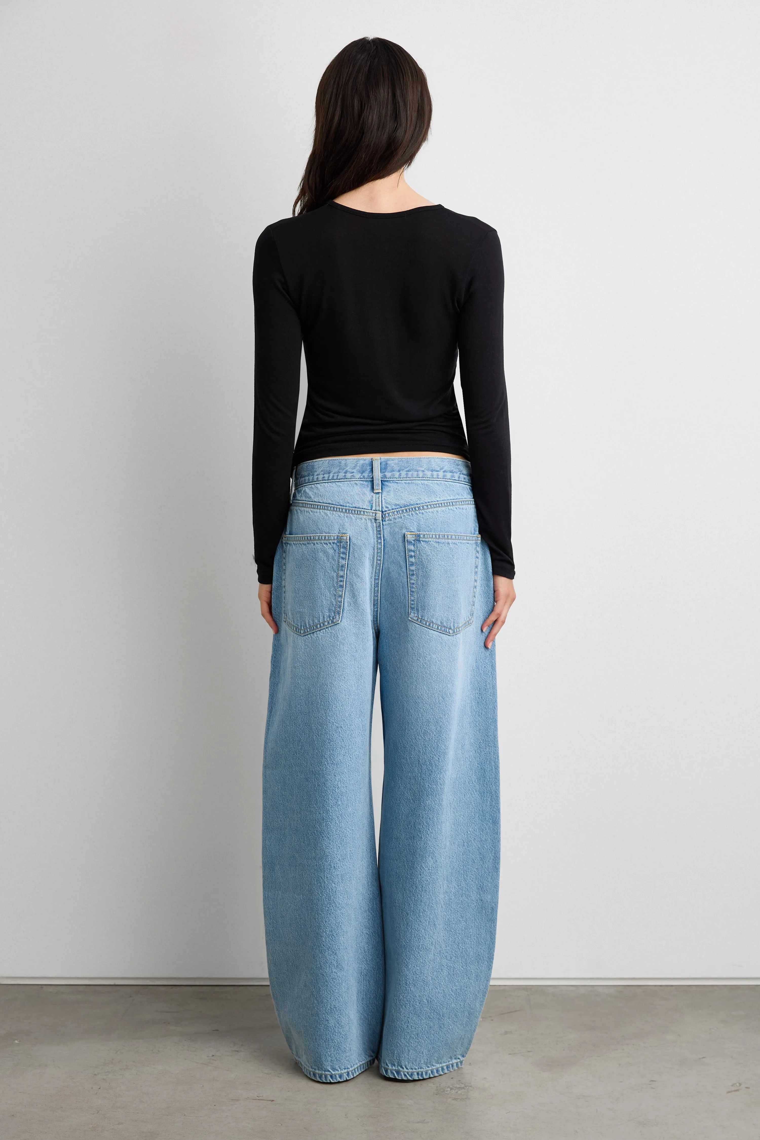 MID-RISE WIDE LEG JEAN WITH DRAWSTRING WAIST sold by OAK AND FORT product image thumbnail 3