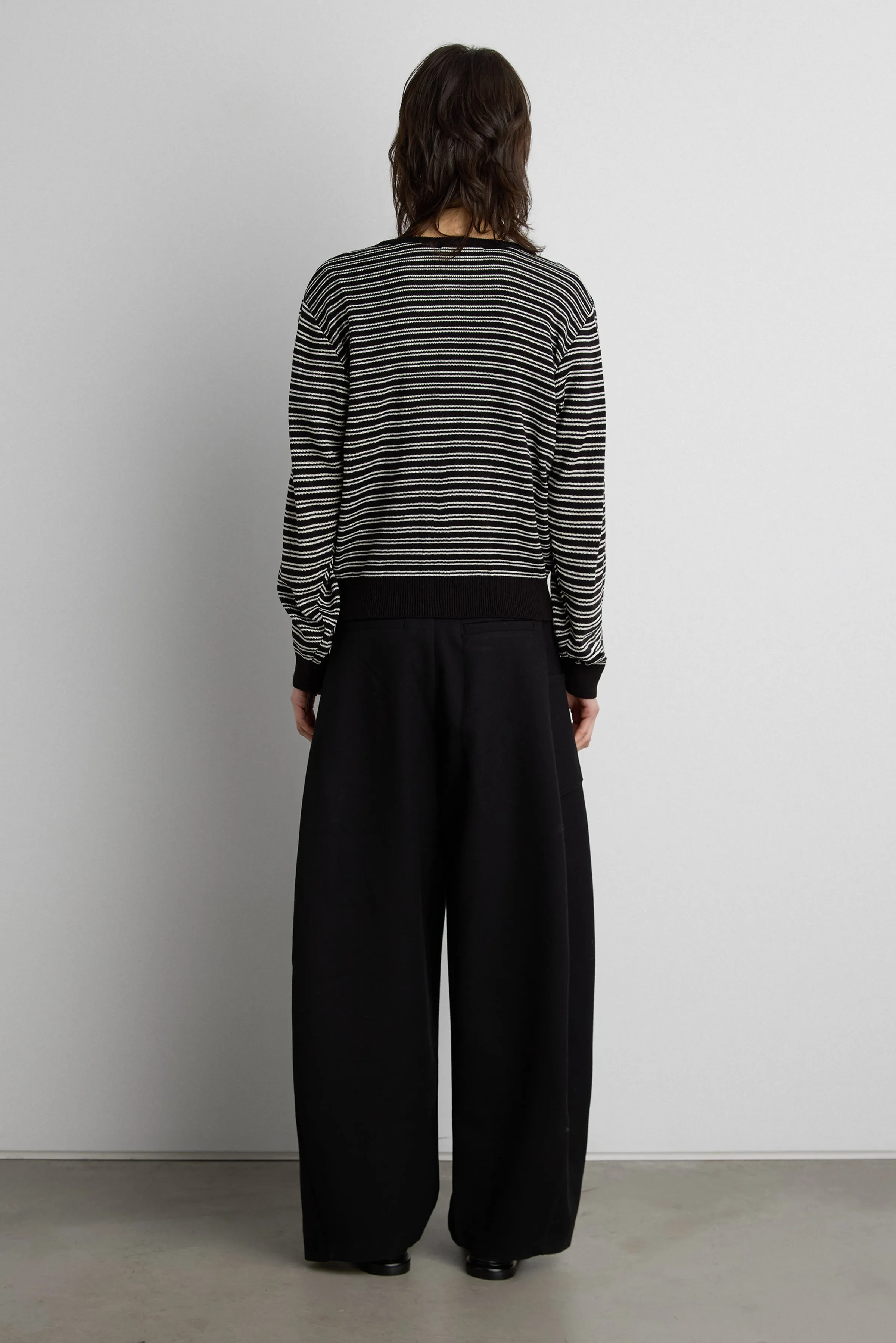 STRIPED ROUND NECK BUTTON UP CARDIGAN sold by OAK AND FORT product image thumbnail 3