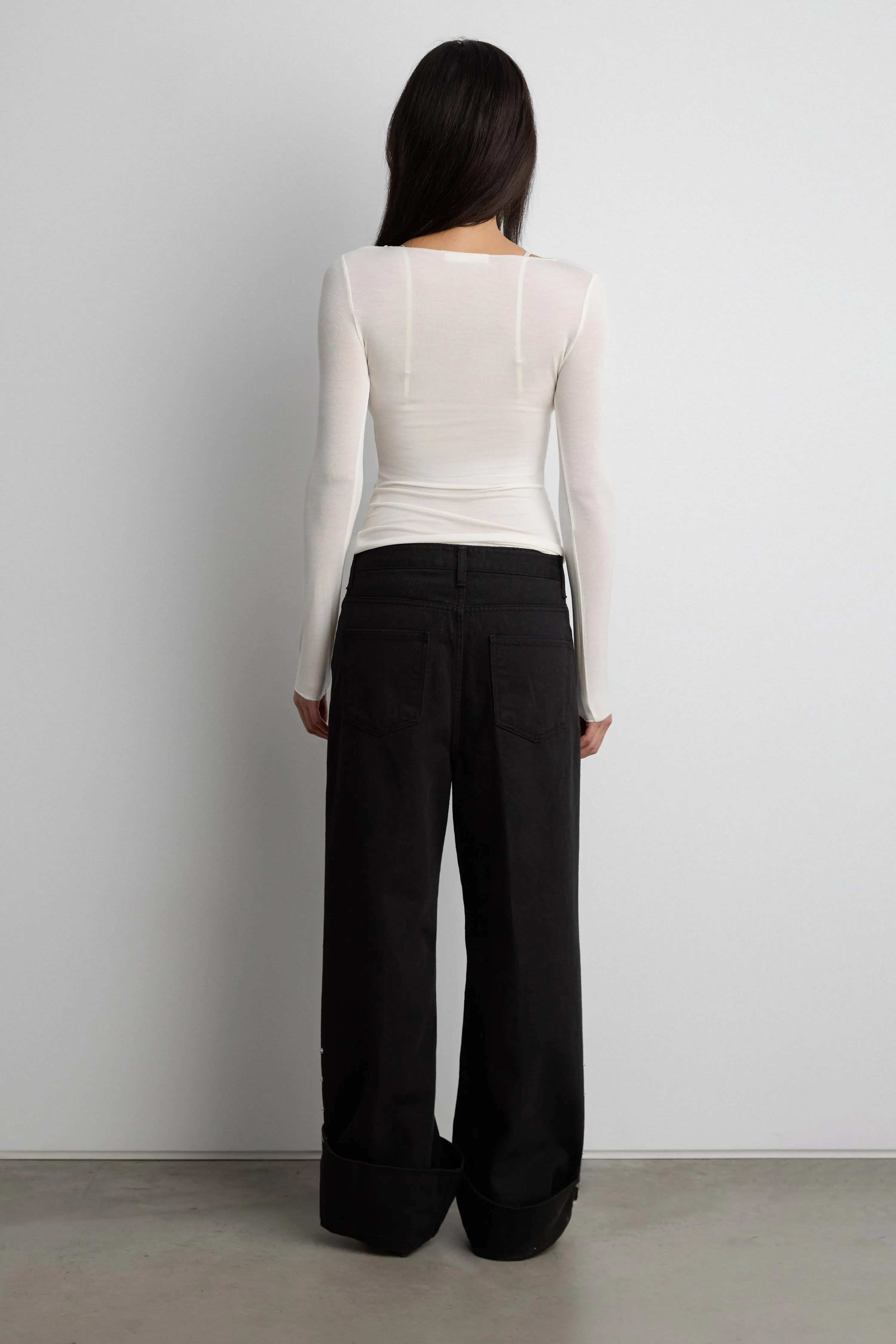 MID-RISE STRAIGHT LEG STUDDED TWILL PANT sold by OAK AND FORT product image thumbnail 4