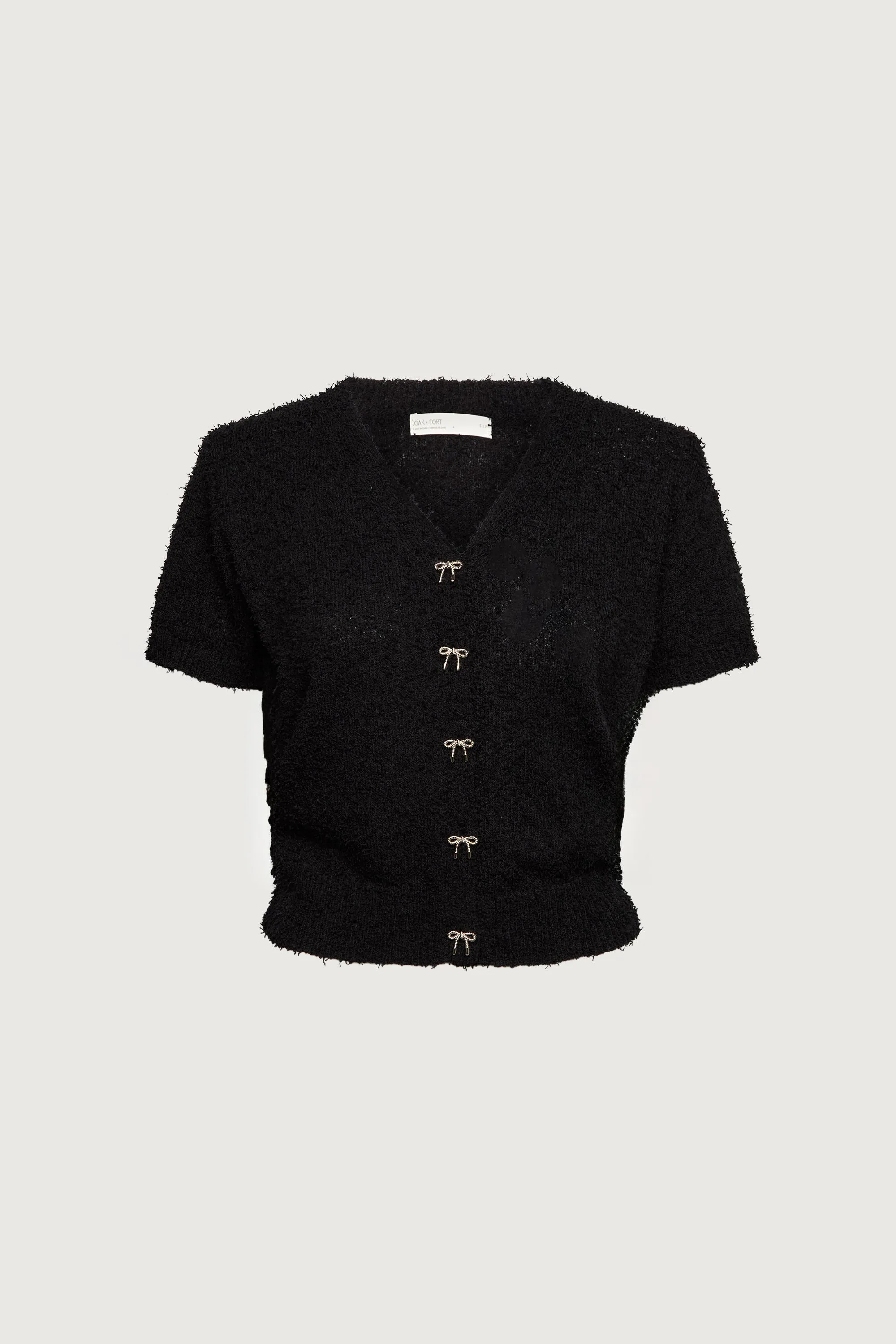 SHORT SLEEVE BOW BUTTON CARDIGAN sold by OAK AND FORT
