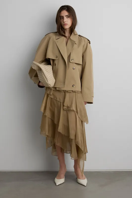 RUFFLED ASYMMETRICAL MAXI SKIRT sold by OAK AND FORT