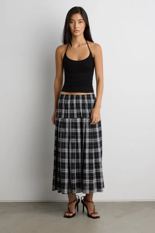 PLAID MIDI SKIRT sold by OAK AND FORT