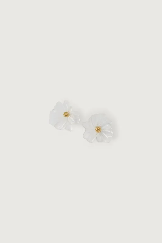 TRANSPARENT PETAL FLORAL STUD EARRINGS sold by OAK AND FORT
