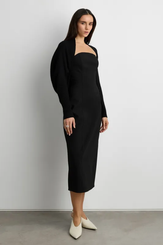 DRAPED RIBBED KNIT BOLERO made by OAK AND FORT