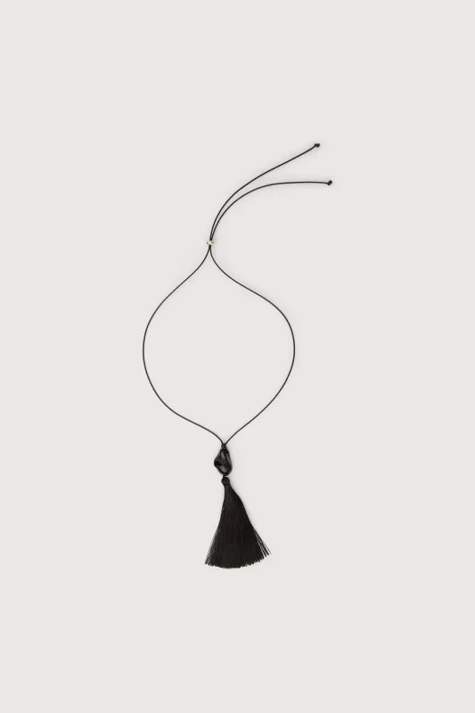 BLACK STONE TASSEL CORD NECKLACE sold by OAK AND FORT