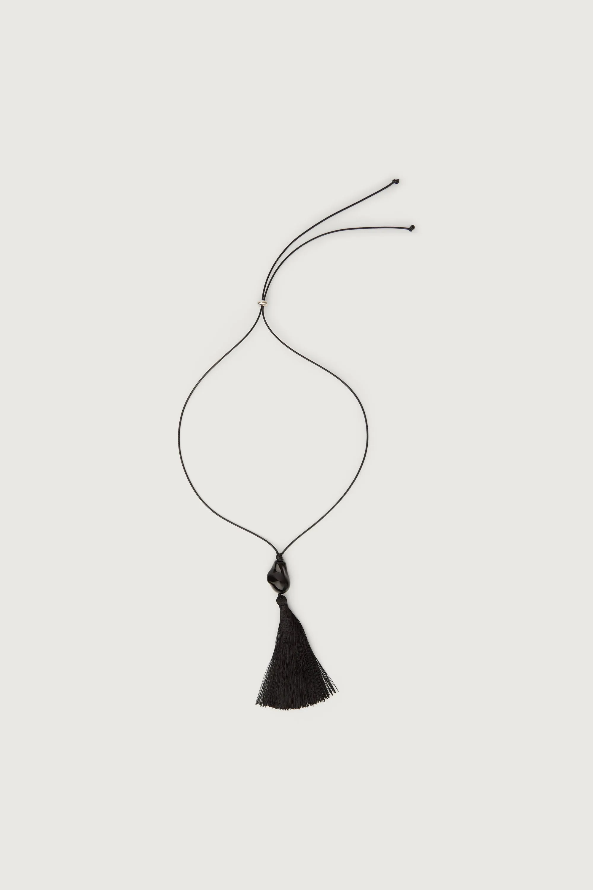 BLACK STONE TASSEL CORD NECKLACE sold by OAK AND FORT