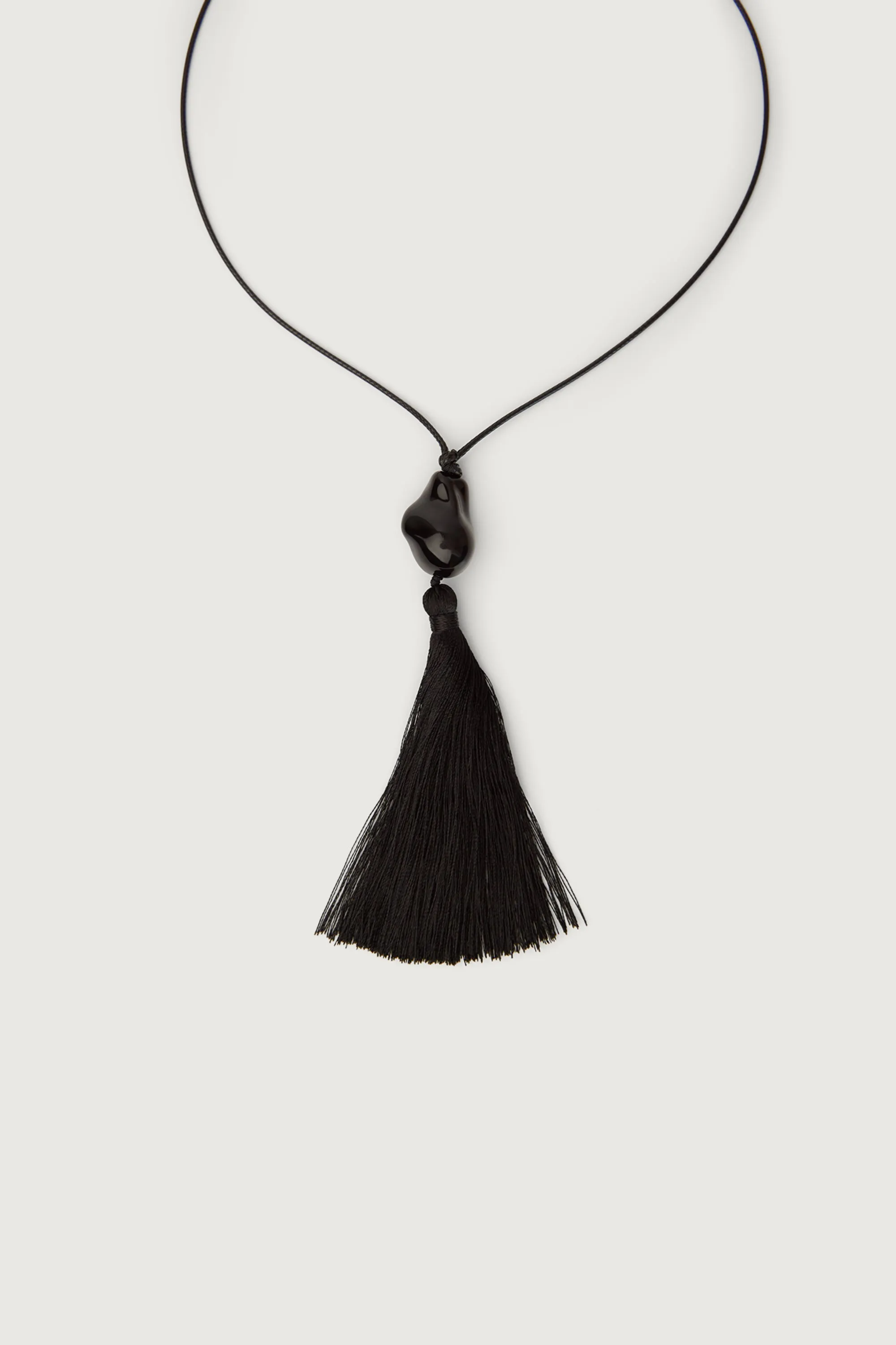 BLACK STONE TASSEL CORD NECKLACE sold by OAK AND FORT product image thumbnail 3