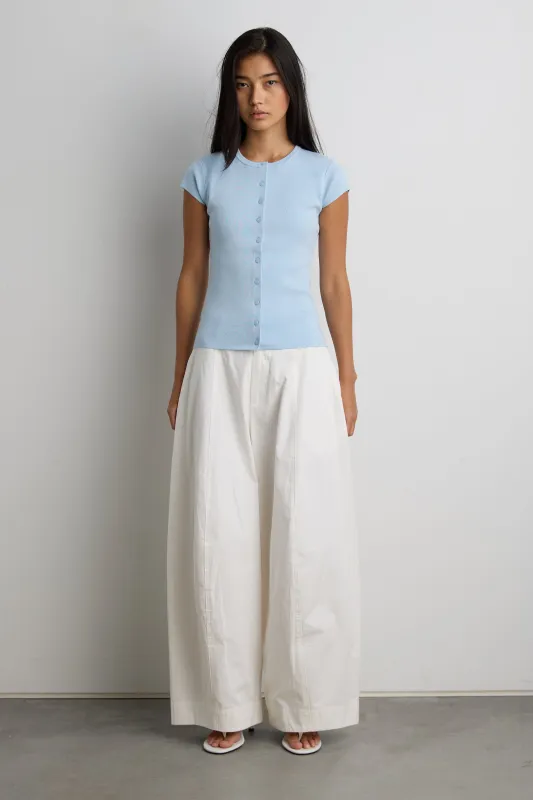 CAP SLEEVE BUTTON FRONT SWEATER made by OAK AND FORT