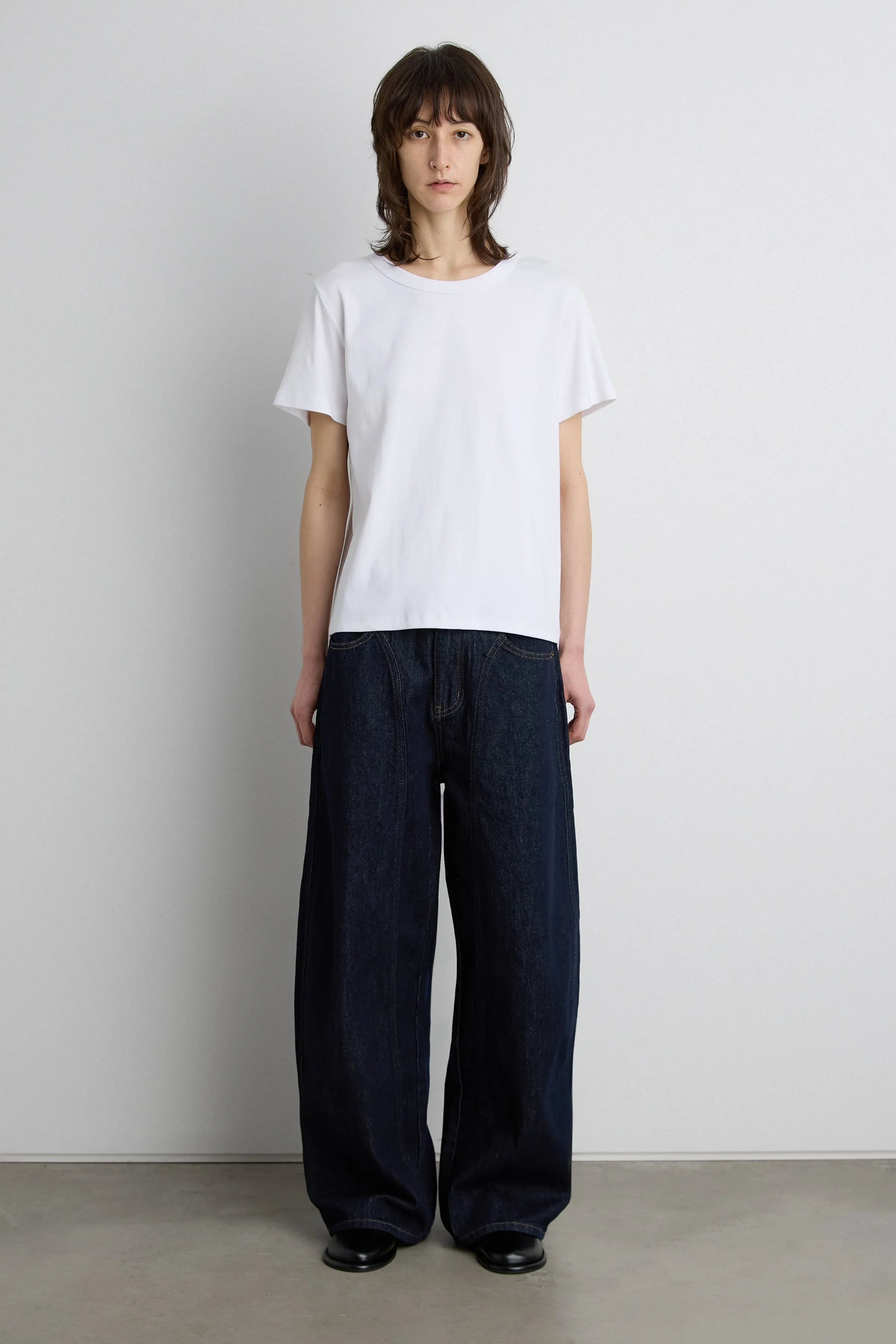 HIGH RISE BARREL LEG JEAN WITH FRONT SEAM DETAIL sold by OAK AND FORT product image thumbnail 2