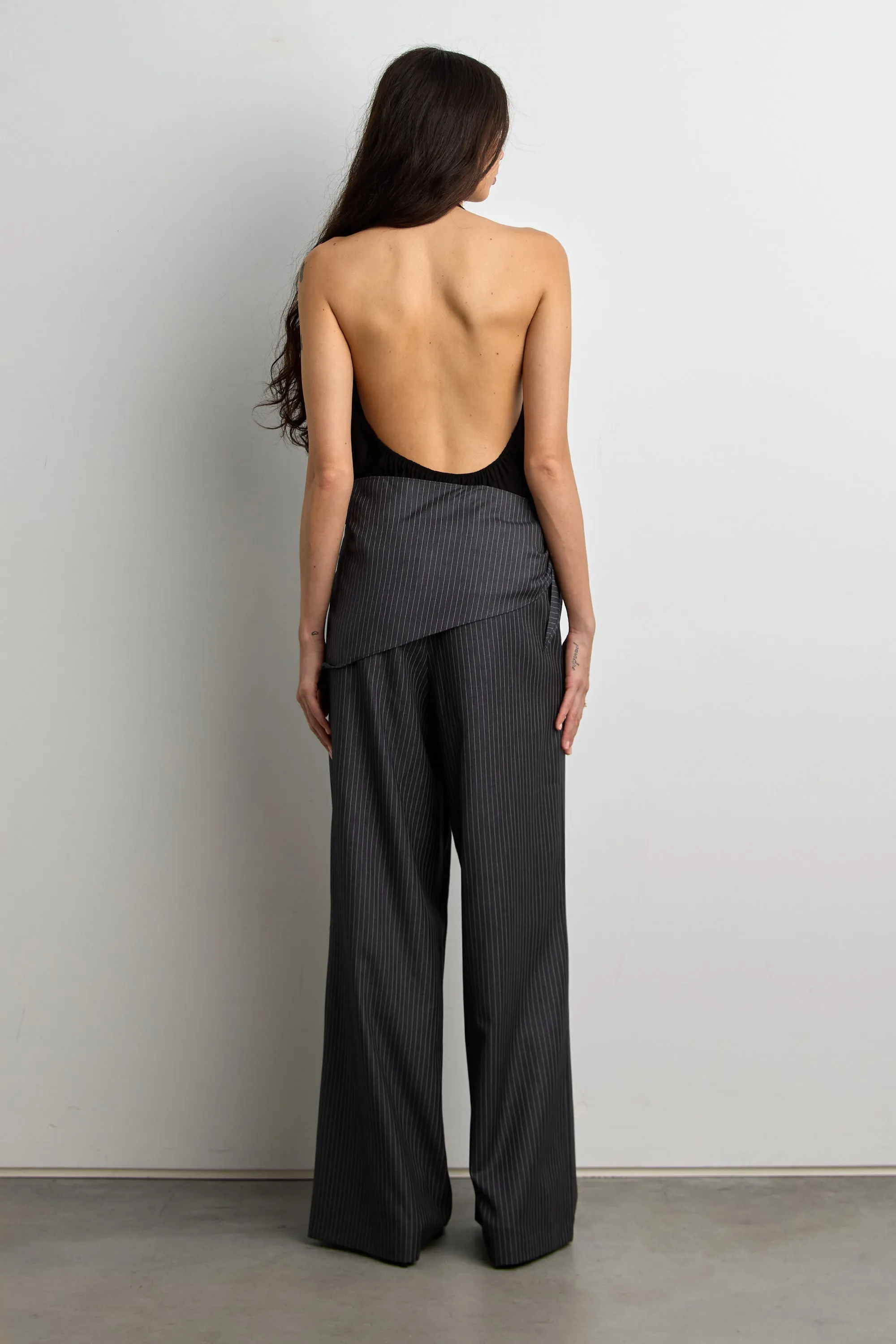 WIDE LEG WRAP FRONT PINSTRIPE PANT SET sold by OAK AND FORT product image thumbnail 4