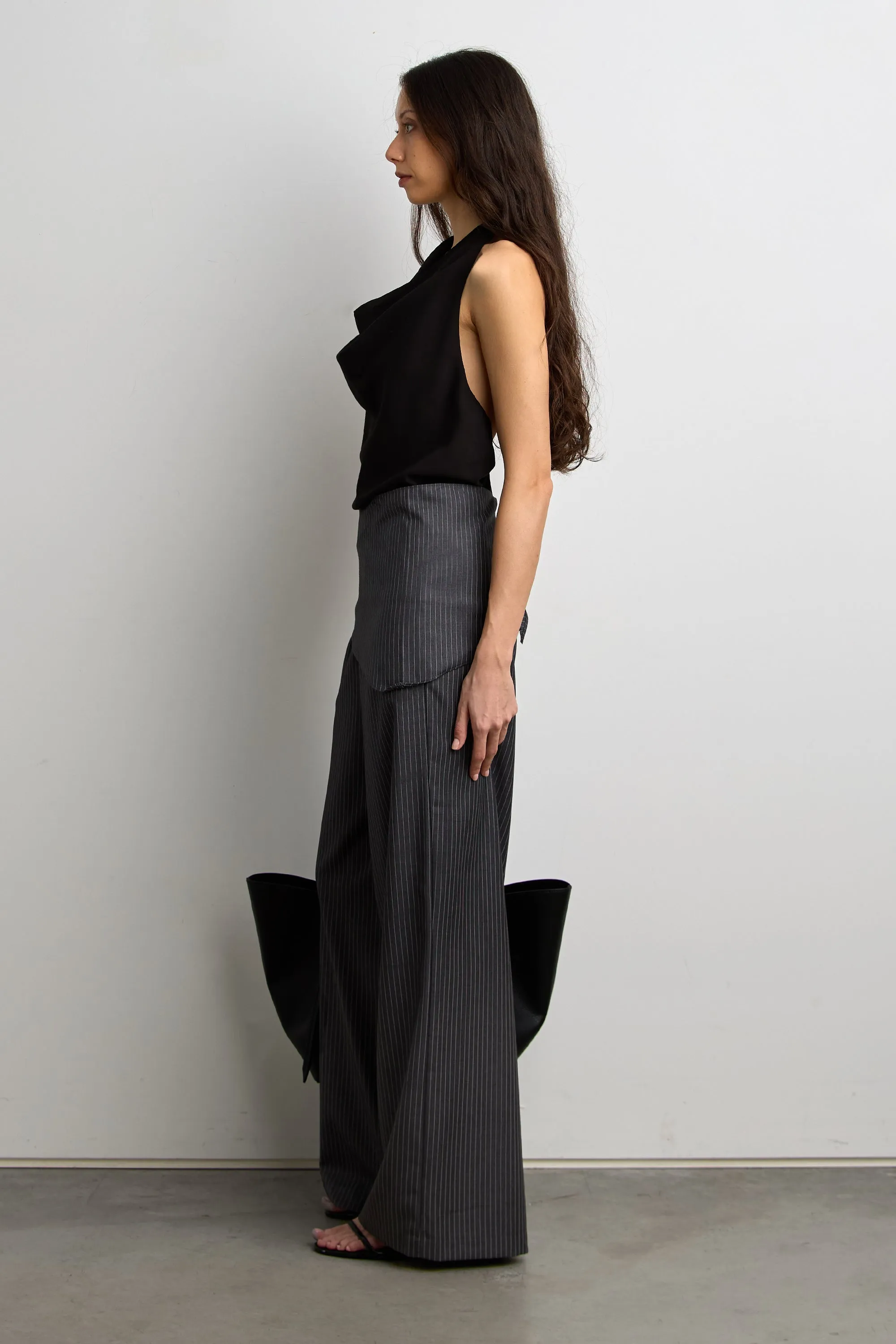 WIDE LEG WRAP FRONT PINSTRIPE PANT SET sold by OAK AND FORT product image thumbnail 3