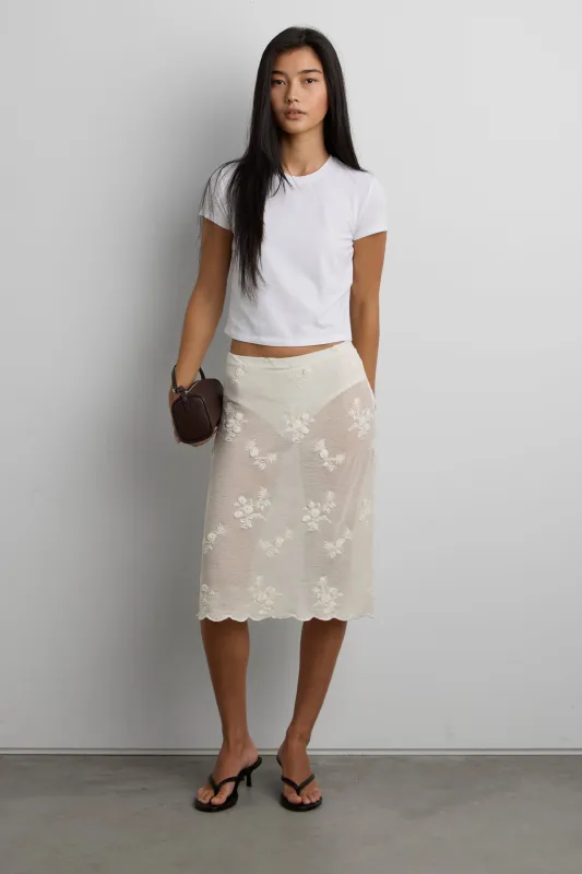 FLORAL EMBROIDERED LACE SKIRT made by OAK AND FORT