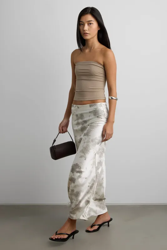 MARBLE PRINT SATIN MAXI SKIRT made by OAK AND FORT