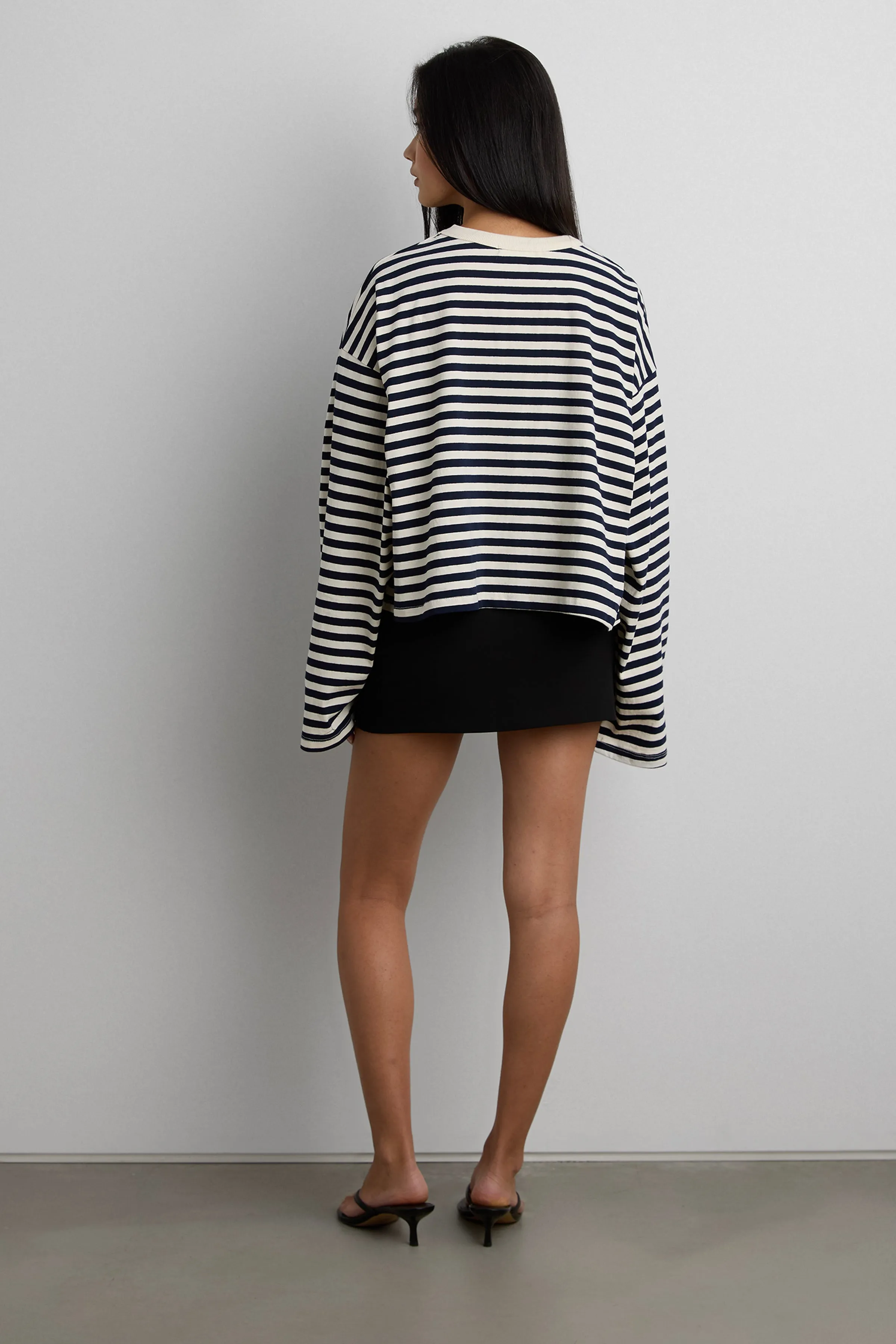 CROPPED STRIPED LONG SLEEVE TSHIRT sold by OAK AND FORT product image thumbnail 4