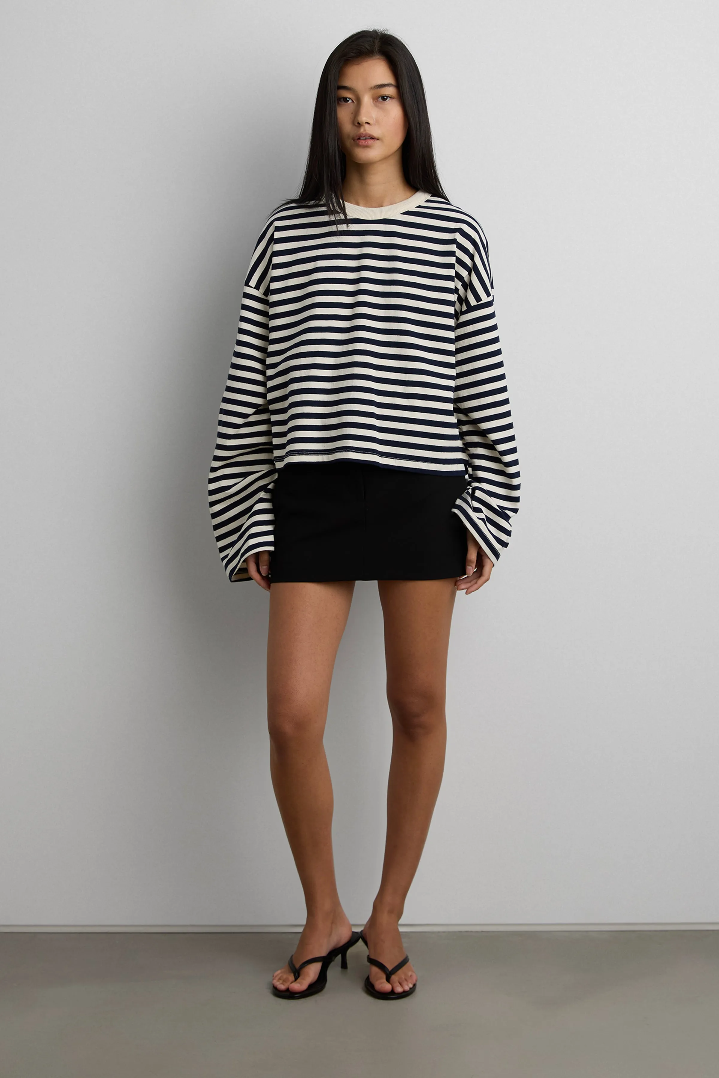 CROPPED STRIPED LONG SLEEVE TSHIRT sold by OAK AND FORT product image thumbnail 3