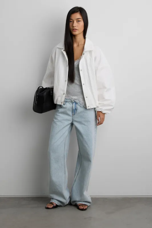 NYLON BUTTON FRONT BALLOON HEM JACKET made by OAK AND FORT