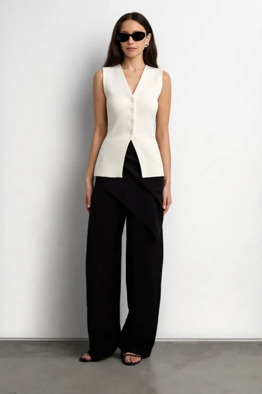 KNIT CINCHED WAIST BUTTON UP TOP made by OAK AND FORT