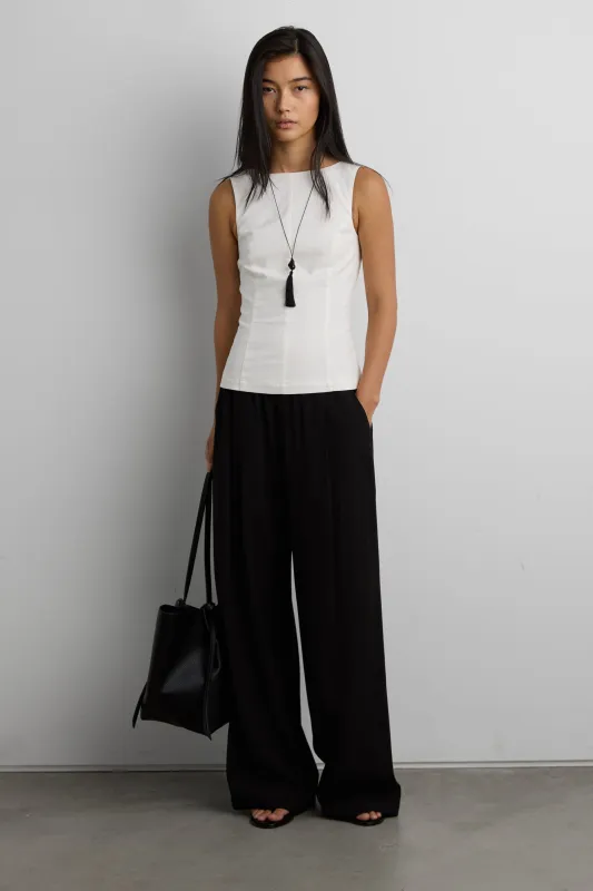 CRINKLED RAYON ELASTIC WAIST PANT made by OAK AND FORT