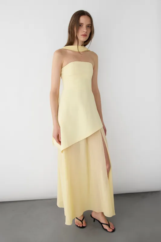 TUBE MAXI DRESS WITH CONTRAST SKIRT AND SCARF made by OAK AND FORT