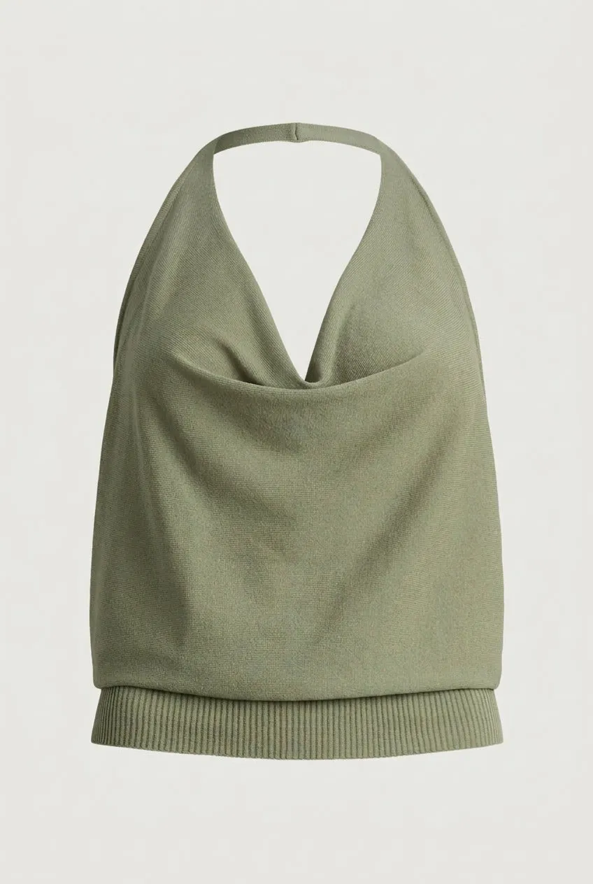 KNIT COWL NECK HALTER TOP sold by OAK AND FORT product image thumbnail 4