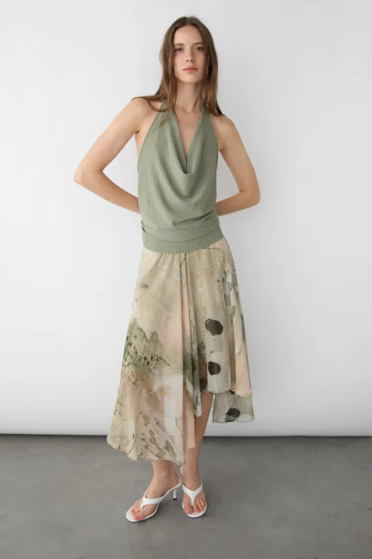 KNIT COWL NECK HALTER TOP made by OAK AND FORT