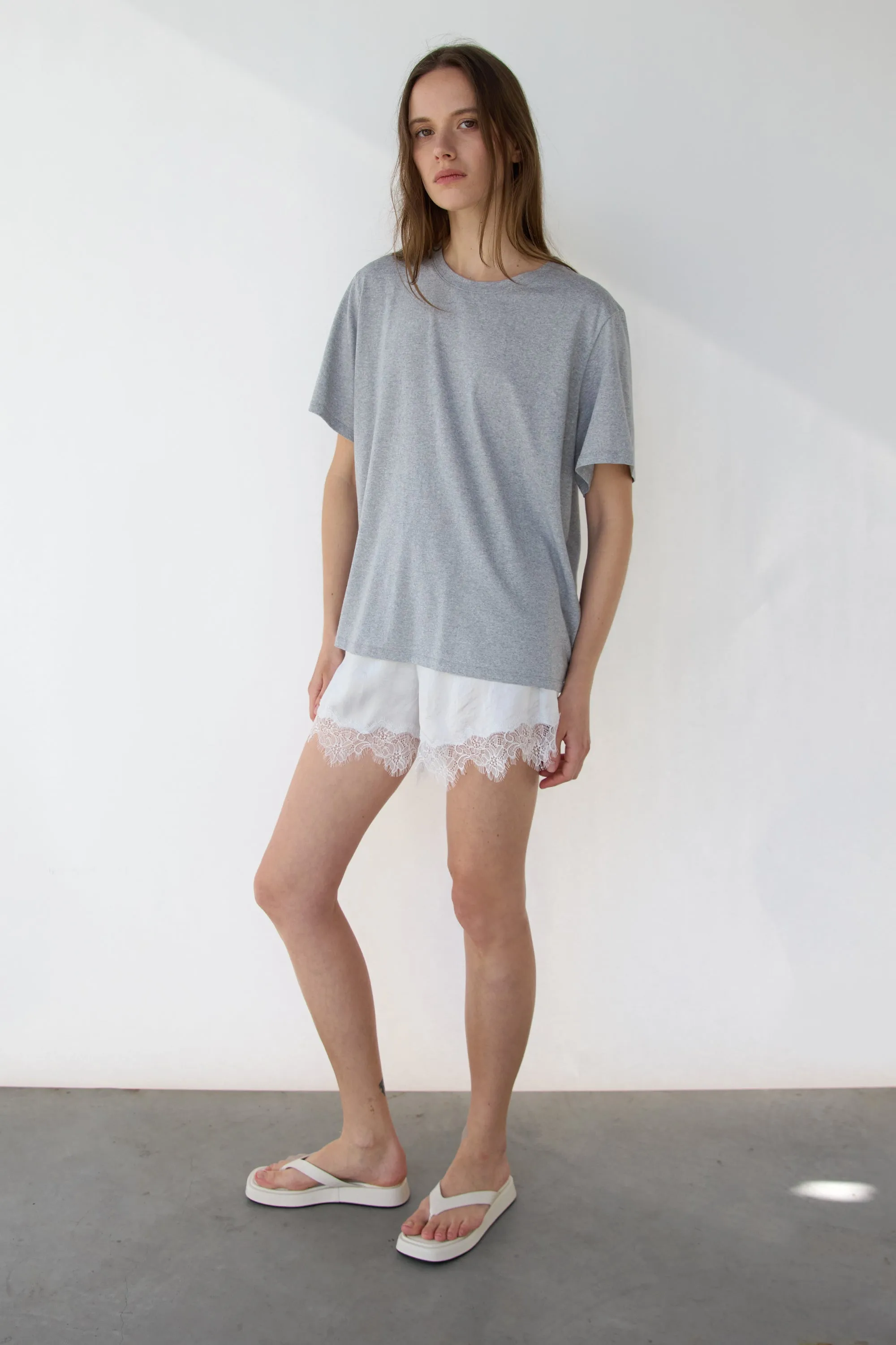 SATIN SHORT WITH LACE HEM sold by OAK AND FORT product image thumbnail 3