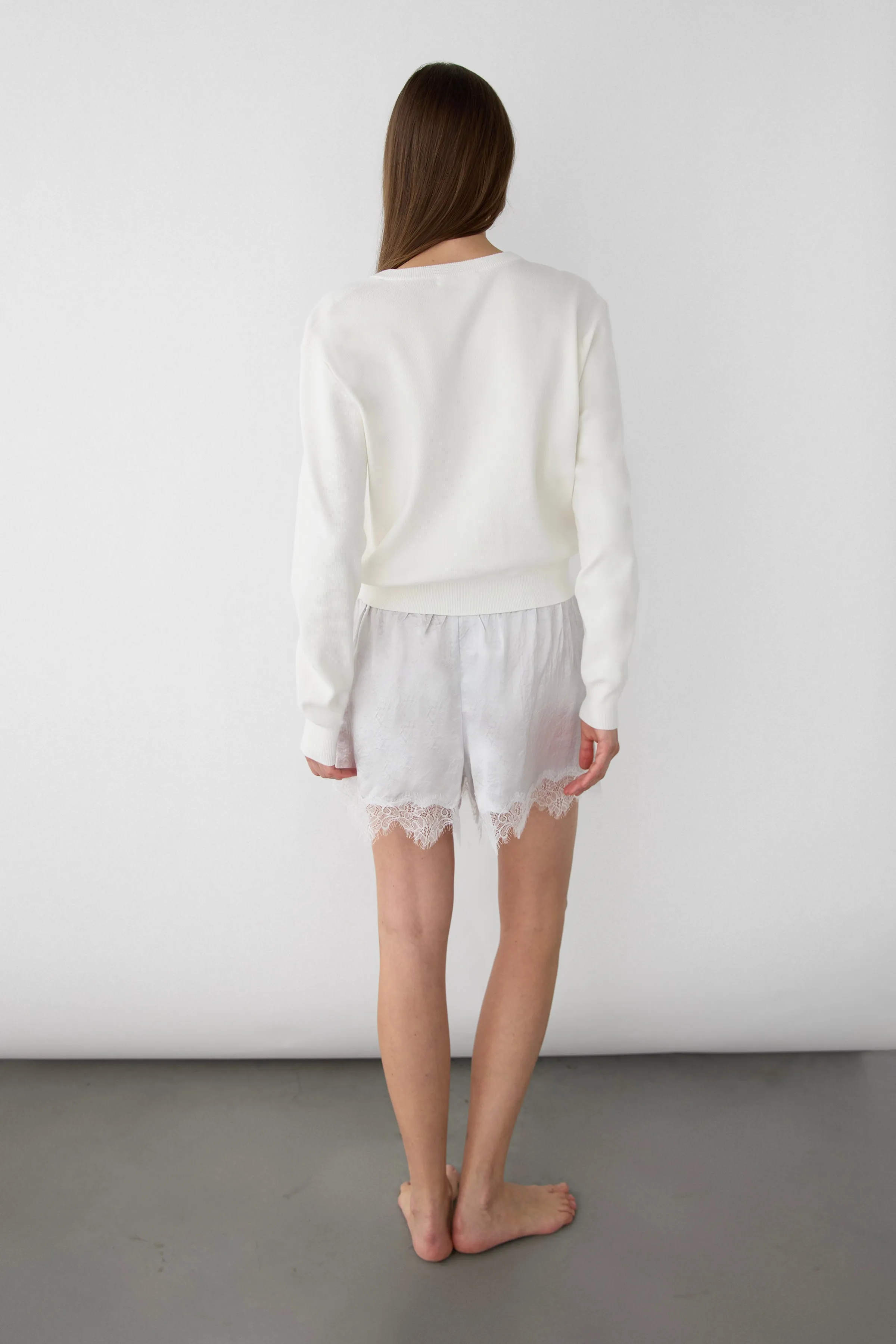 SATIN SHORT WITH LACE HEM sold by OAK AND FORT product image thumbnail 4