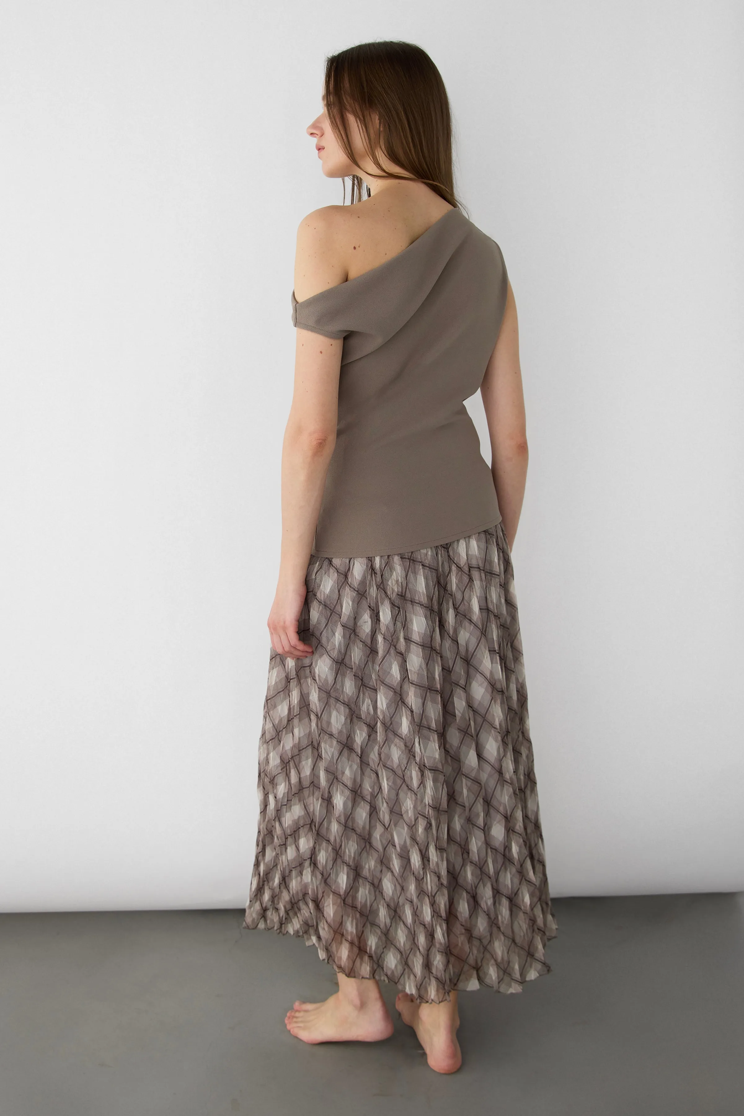 PLAID PLEATED MAXI SKIRT sold by OAK AND FORT product image thumbnail 4