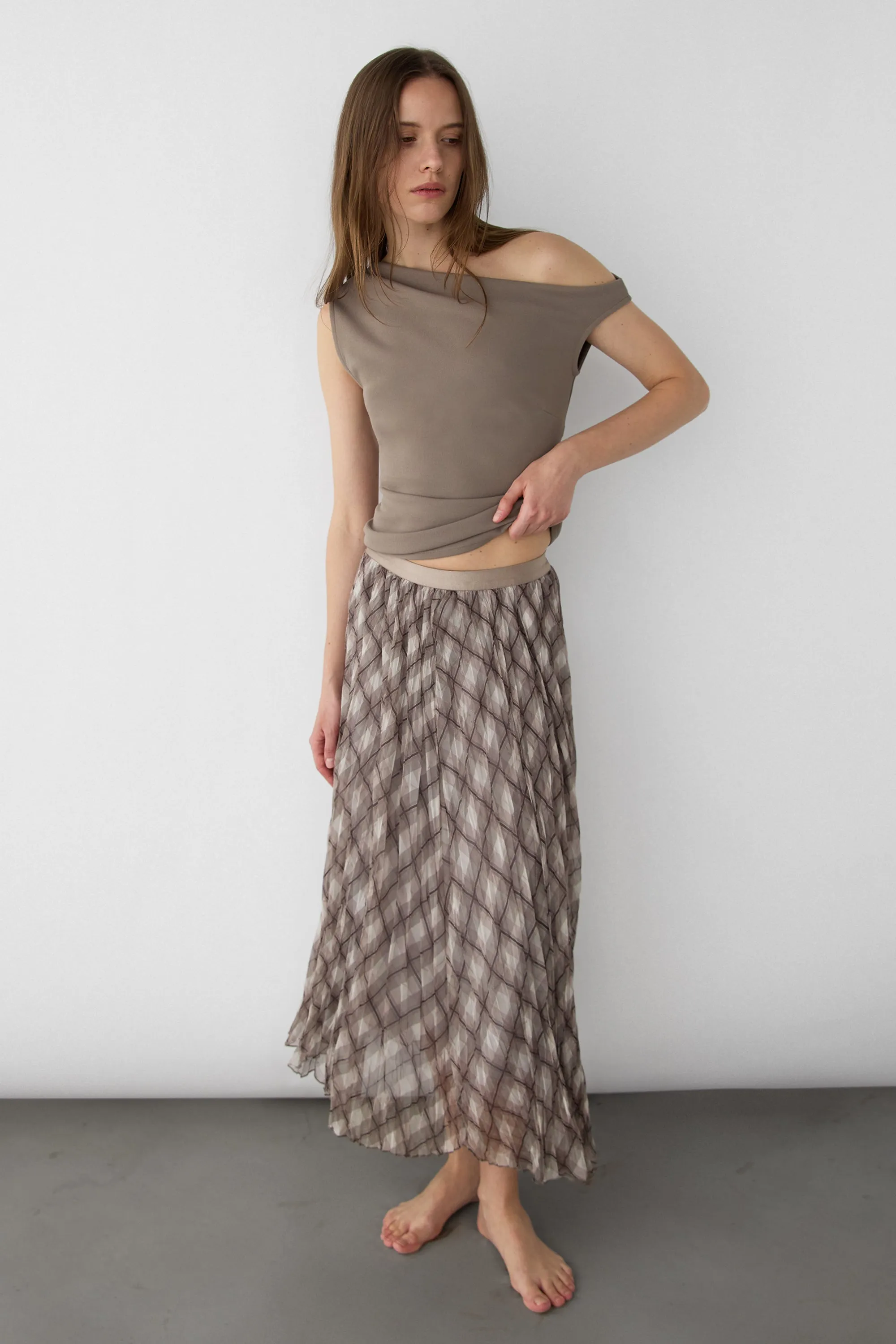 PLAID PLEATED MAXI SKIRT sold by OAK AND FORT product image thumbnail 2