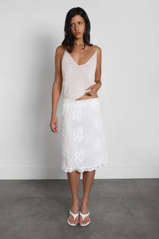 EYELET FRILLED HEM MINI SKIRT made by OAK AND FORT